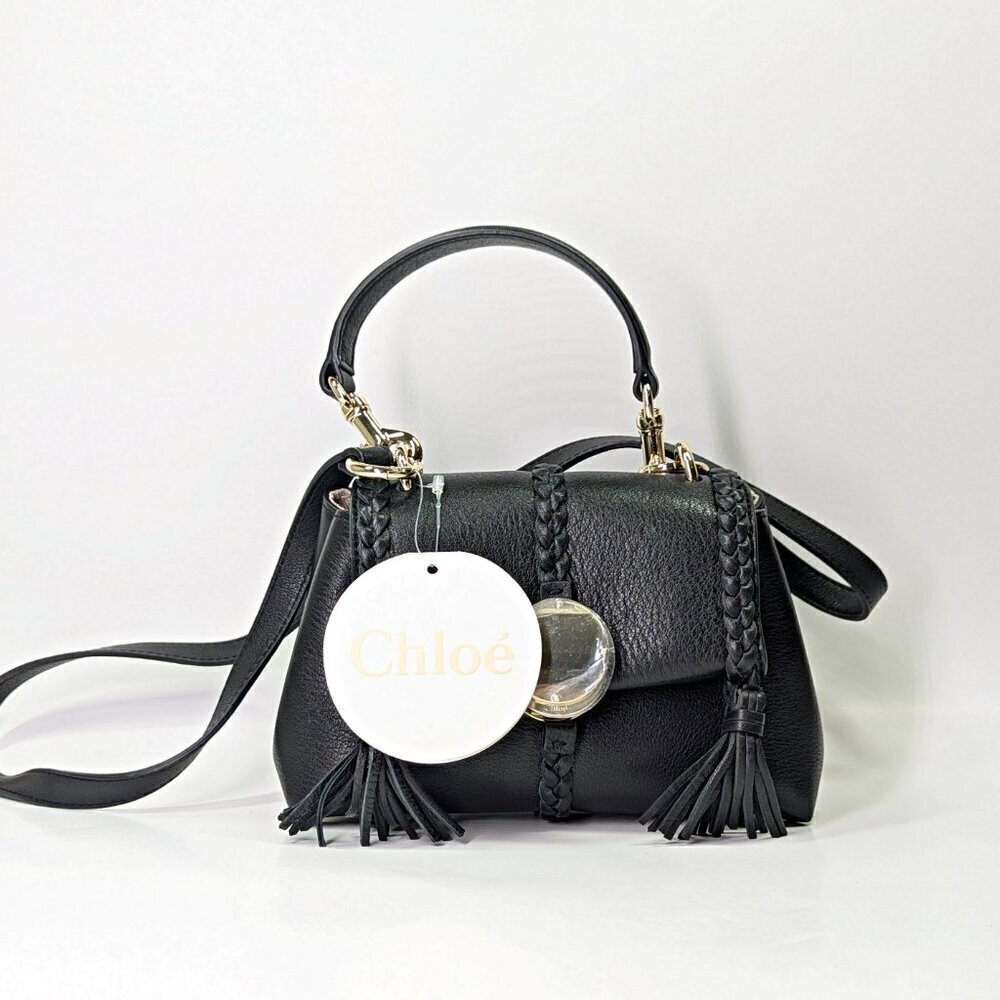 Chloe Penelope Women's Braid Detail Mini Shoulder Bag in Black (MSRP $2,090) - Picture 3 of 11